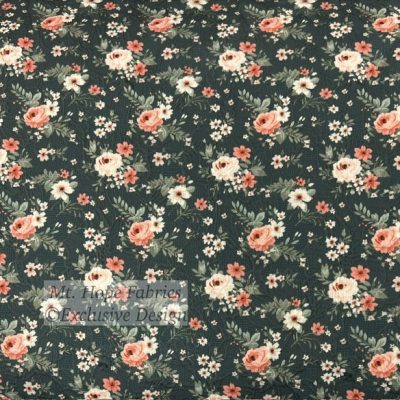 Embossed Polyester- Peach/Olive Floral 6270