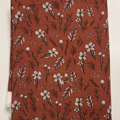 Remnant Piece- 1 yard Organic Double Gauze Rust Floral