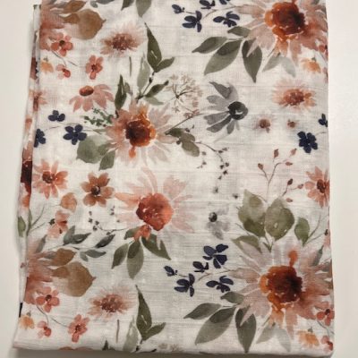 Remnant Piece- 1 yard Organic Double Gauze Fall Sunflowers