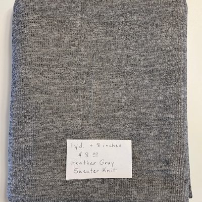 Remnant- 1 yard + 8 inch Piece Heather Grey Sweater Knit