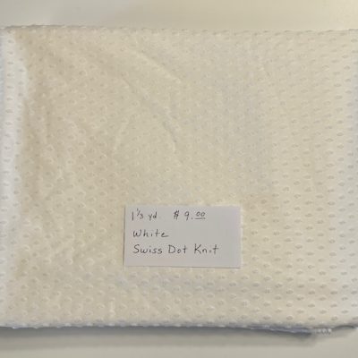 Remnant- 1 1/3 Yard Piece White Swiss Dot Knit
