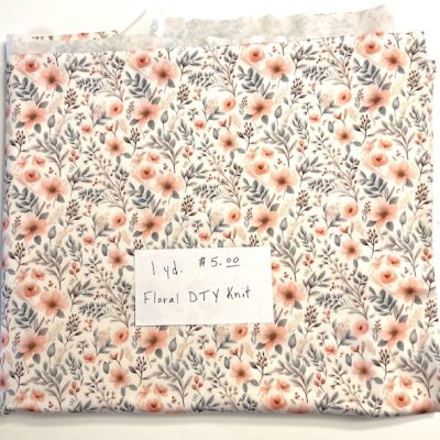 Remnant- 1 yard Floral DTY Sage/Peach