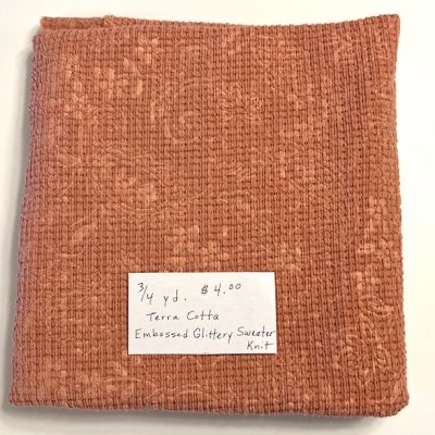 Remnant- 3/4 Yard Piece Terra Cotta Embossed Glittery Knit