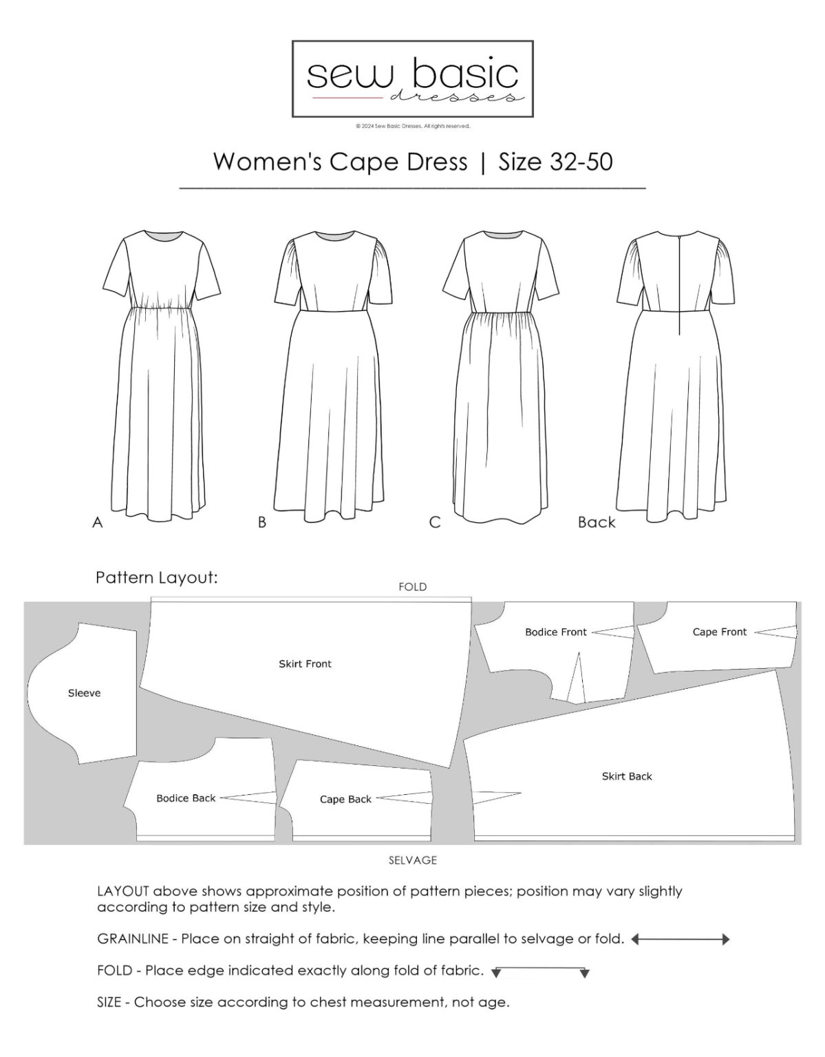Ladies' Sew Basic Dress Pattern | Mt Hope Fabrics and Gift Shoppe