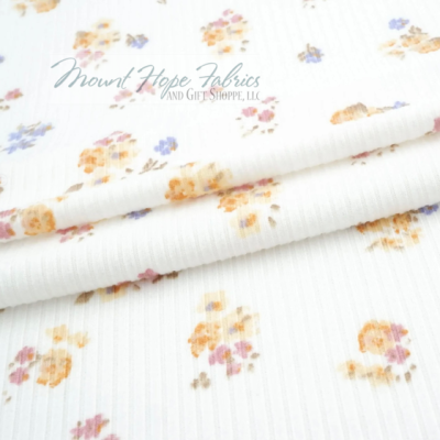 Yummy Rib Knit 4x2 Ditsy Floral- Yellow/Blue Print