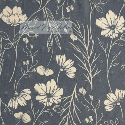 Swiss Dot Knit- Subtle Petals Dusty Blue