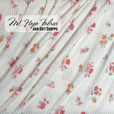 Yummy Rib Knit 4x2 Ditsy Floral- Coral Print