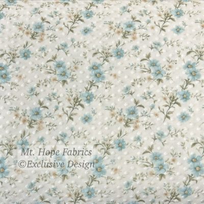Swiss Dot Knit- Cream/Aqua Floral