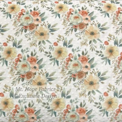 Swiss Dot Knit- White/Terra Cotta Floral 5211