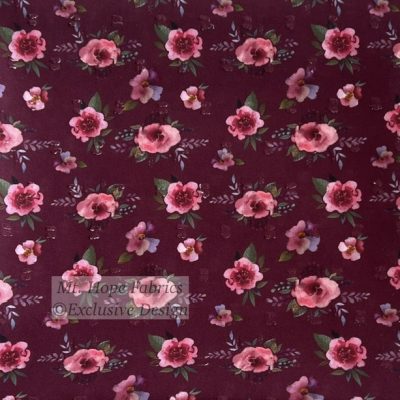 Poly Swiss Dots- Burgundy Floral 21