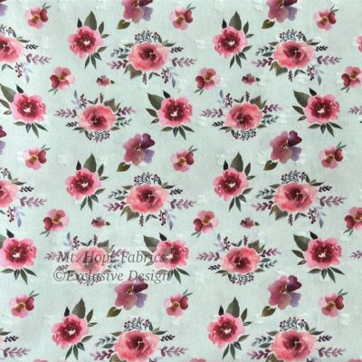 Poly Swiss Dots- Mint Floral 17