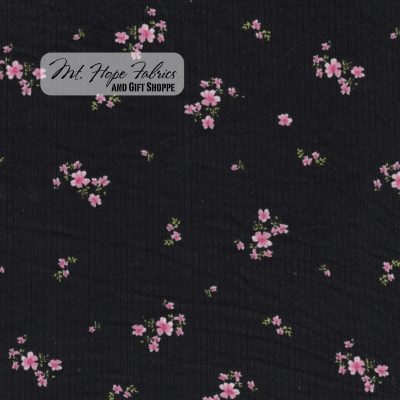 Yummy Rib Knit 4x2- Black Floral 721