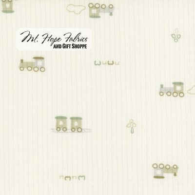 Cotton Ribbed Knit- Train Print