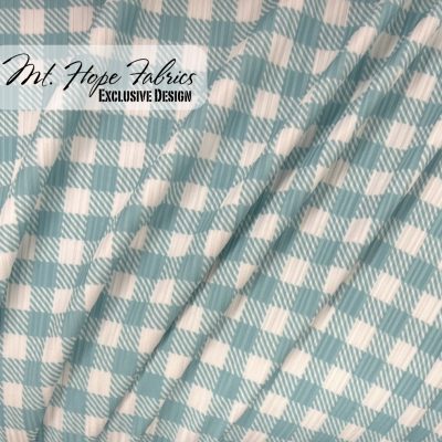 Variegated Poly Rib Knit- Buffalo Check Soft Teal