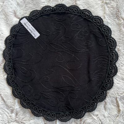 Embroidered Knit Oblong Veil, size 9, Black