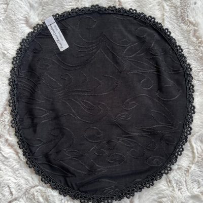 Embroidered Knit Oblong Veil, size 10, Black