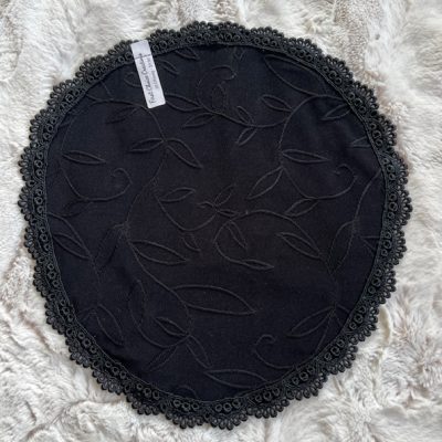 Embroidered Knit Oblong Veil, size 10, Black