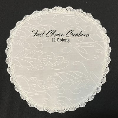 Embroidered Swirl Knit Oblong Veil, size 11, White