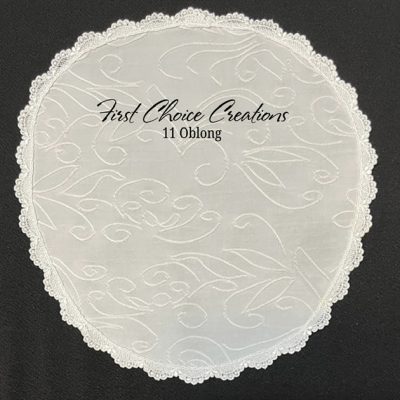 Embroidered Swirl Knit Oblong Veil, size 11, White