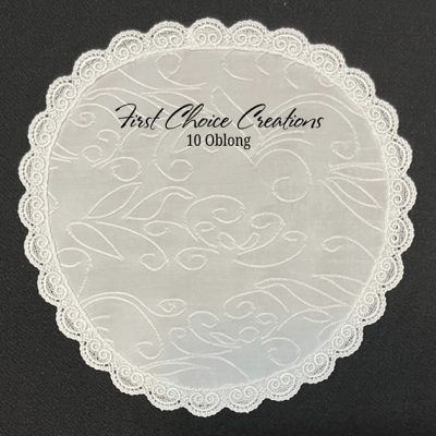 Embroidered Swirl Knit Oblong Veil, size 10, White