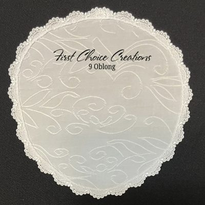 Embroidered Swirl Knit Oblong Veil, size 9, White