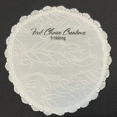 Embroidered Swirl Knit Oblong Veil, size 9, White