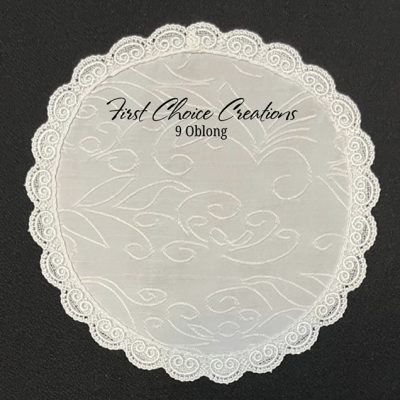 Embroidered Swirl Knit Oblong Veil, size 9, White