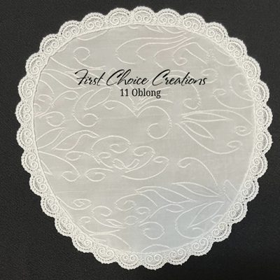 Embroidered Swirl Knit Oblong Veil, size 11, White