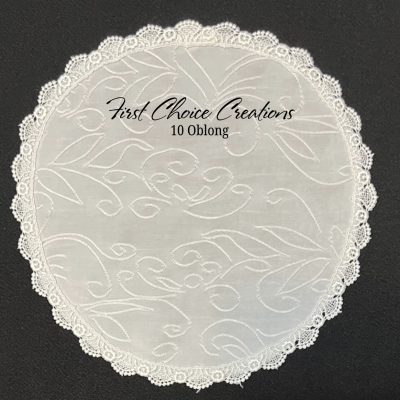 Embroidered Swirl Knit Oblong Veil, size 10, White