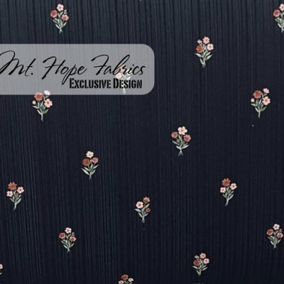 Variegated Poly Rib Knit- Black Delicate Blooms