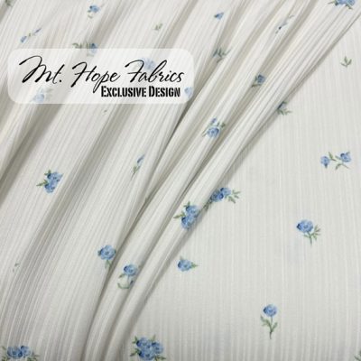 Variegated Poly Rib Knit- Soft Blue Floral