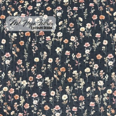 Swiss Dot Knit- Fall Wildflowers on Black