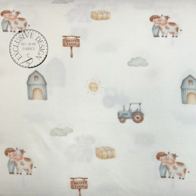 Double Brushed Poly Knit- Happy Farm