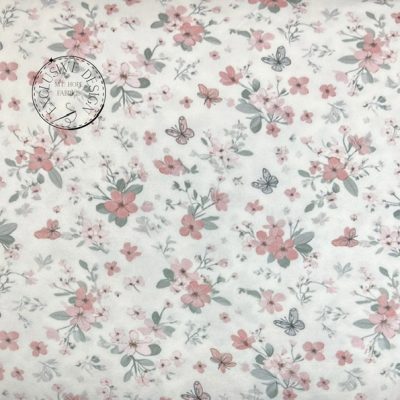 Double Brushed Poly Knit- Blooms and Butterflies