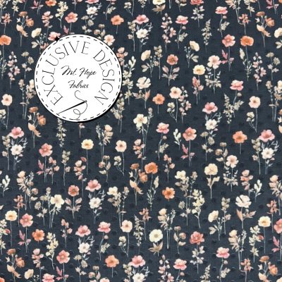 Swiss Dot Knit- Fall Wildflowers on Black