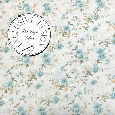 Poly Swiss Dots- Cream/Aqua Floral