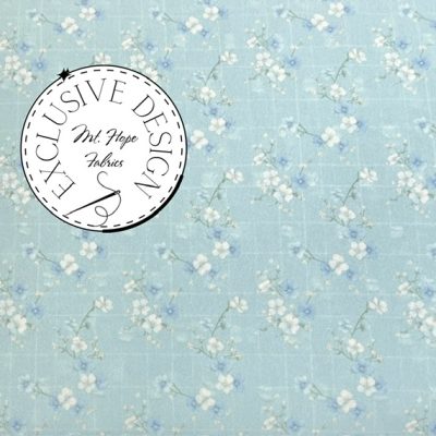 Poly Swiss Dots- Blue Floral on Squares