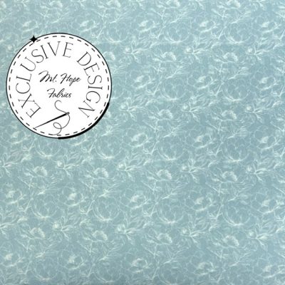 Poly Swiss Dots- Sketched Peonies Dusty Aqua