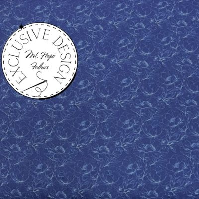 Poly Swiss Dots- Sketched Peonies Marine Blue