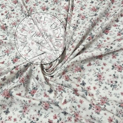 Swiss Dot Knit- Blooms and Butterflies