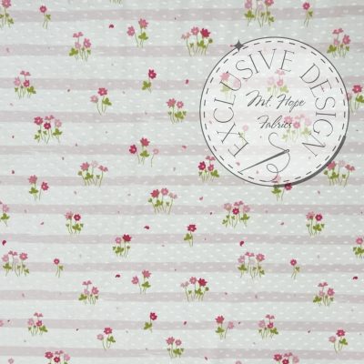 Swiss Dot Knit- Blush Striped Posies