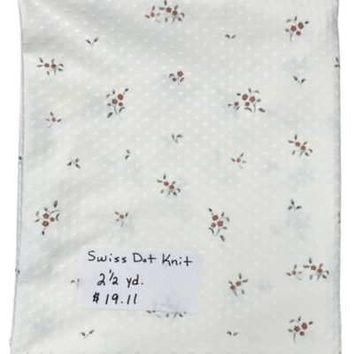 Remnant- 2 1/2 yard piece Swiss Dot Knit, Dainty Rust Floral
