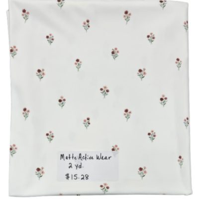 Remnant- 2 yard piece Matte Active Wear, Delicate Blooms