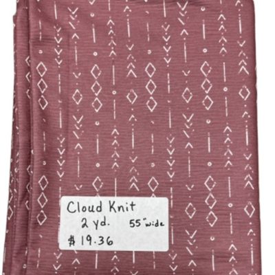 Remnant- 2 yard piece Cloud Knit, Terra Cotta Geometric, 55" wide