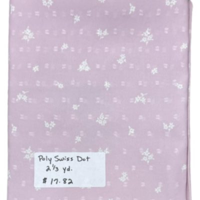 Remnant- 2 1/3 yard Poly Swiss Dot, Pink/White Floral