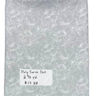 Remnant- 2 3/8 yard Poly Swiss Dot, Silver