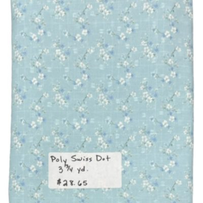 Remnant- 3 3/4 yard Poly Swiss Dot, Lt. Blue Floral