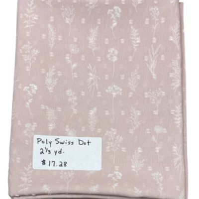Remnant- 2 1/3 yard Poly Swiss Dot, Blush Floral