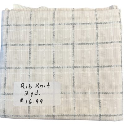 Remnant- 2 yard piece Unbrushed Rib Knit, Beige Plaid