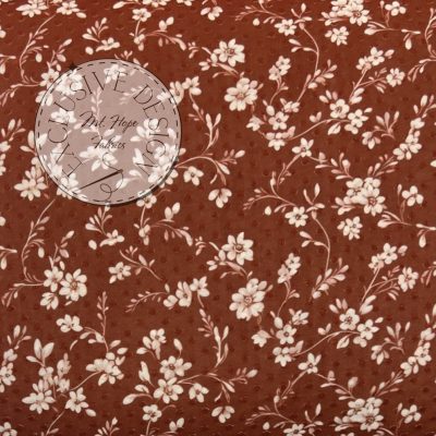 Swiss Dot Knit- Rust Floral